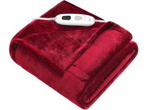 ZonLi Heated Blanket Electric Throw, Soft Fleece Electric Blanket - Whole Body, 6 Hour Auto Off & 4 Heating Levels, Fast Heating, ETL Certification, Machine Washable, Great Gift(50"x60", Red)