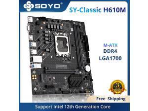 SOYO Classic H610M Dual channel DDR4 Computer Motherboard PCIE4.0x16 M.2 SSD Support CPU 12400/12400F/12700(INTEL H610/LGA 1700)