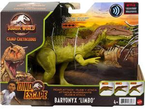 Jurassic World Camp Cretaceous Roar Attack Baryonyx Limbo Dinosaur Action Figure, Toy Gift with Strike Feature and Sounds