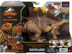Jurassic World Camp Cretaceous Roar Attack Kentrosaurus Dinosaur Action Figure, Toy Gift with Strike Feature and Sounds