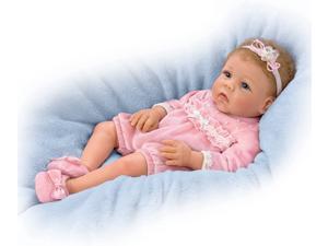 The AshtonDrake Galleries A Dream Come True Realistic Baby Doll with HandPainted Details and Featuring HandRooted Hair and Comes with A Velvet Outfit with Matching Headband