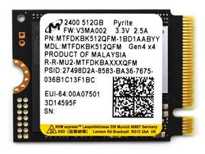 512GB Micron 2400 M.2 2230 NVMe PCIe 4.0x4 SSD MTFDKBA512QFM-1BD1AABYYR