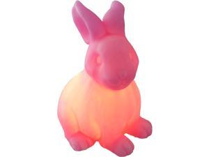 Easter Bunny Rabbit Decorations Spring Home Decor Handmade Real Wax Battery Operated Flameless Candle Kids Childrens Room Nursery Animal LED Night Light Decorative Table Lamps Centerpiece Pink