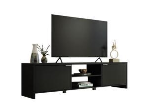 Madesa 19-Inch-by-15-Inch-71-Inch Wooden TV Stand with Storage Space and Cable Management for TVs up to 75 Inches, Black