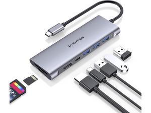 LENTION USB C Multiport Hub with 4K HDMI, 3 USB 3.0, SD/Micro SD Card Reader, 100W PD Compatible 2023-2016 MacBook Pro, New Mac Air, Other Type C Devices, Stable Driver Adapter (CB-C36B, Space Gray)