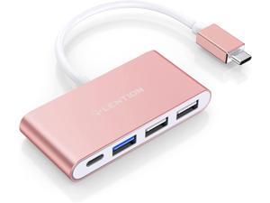 LENTION 4-in-1 USB-C Hub with Type C, USB 3.0, USB 2.0 Compatible 2023-2016 MacBook Pro 13/14/15/16, New Mac Air/Surface, ChromeBook, More, Multiport Charging & Connecting Adapter (CB-C13, Rose Gold)