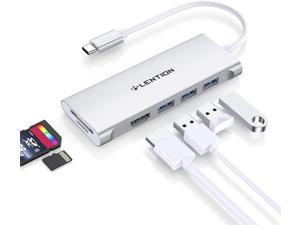 LENTION USB C Hub with 4K HDMI,3 USB 3.0, SD 3.0 Card Reader Compatible 2023-2016 MacBook Pro 13/15/16,New Mac Air/iPad Pro/Surface,More,Multiport Dongle Adapter(CB-C34,Silver)