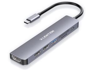 LENTION USB C Hub with 100W Charging,4K HDMI,Dual Card Reader,USB 3.0 & 2.0 Compatible 2023-2016 MacBook Pro,New Mac Air/Surface,Chromebook,More(CB-CE18,Space Gray)