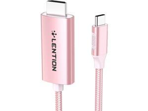 LENTION 10FT USB C to HDMI 2.0 Cable Adapter (4K/60Hz) Compatible 2023-2016 MacBook Pro 13/14/15/16,New iPad Pro/Mac Air/Surface,Samsung S20/S10/S9/S8(CB-CU707-3M,Rose Gold)