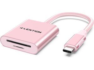 LENTION USB C to SD/Micro SD Card Reader,Type C SD 3.0 Card Adapter Compatible 2023-2016 MacBook Pro 13/14/15/16,New Mac Air/iPad Pro/Surface,Samsung,More(CB-C8,Rose Gold)