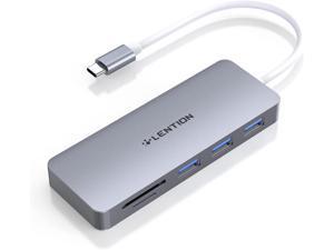 LENTION USB C Hub with 3 USB 3.0 & SD/Micro SD Card Reader Compatible 2022-2016 MacBook Pro,New Mac Air/iPad Pro/Surface,More,Type C Adapter(CB-C15,Space Gray)