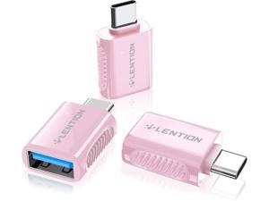 LENTION USB C to USB 3.0 Adapter (3 Pack),Type C Male to USB Female OTG Converter Compatible 2023-2016 MacBook Pro,New iPad Pro/Mac Air/Surface,Phone/Tablet(CB-C3s,Pink)