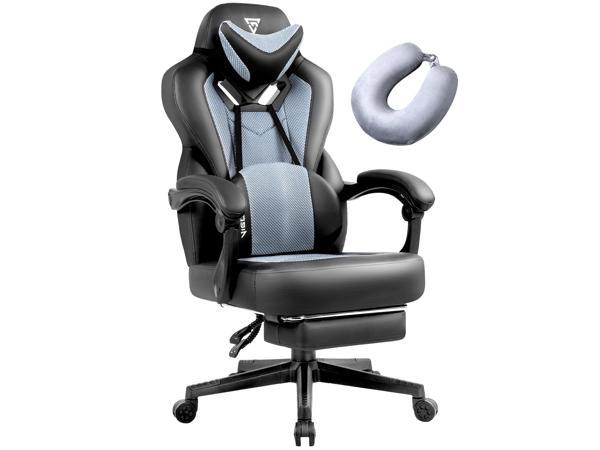  Vigosit Gaming Chair- Gaming Chair with Footrest, Mesh Gaming  Chair for Heavy People, Ergonomic Reclining Gamer Computer Chair for Adult,  Big and Tall Office PC Chair Gaming with Massage (Light Grey) 