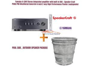 Yamaha AS301 Stereo integrated amplifier with builtin DAC  Speaker Craft PS6SI PRO Weathered Concrete 6inch 2 way High Performance Planter Loudspeaker