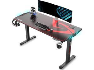 EUREKA ERGONOMIC 65 inch Electric Height Adjustable Gaming Desk Standing Desk, Large Gaming Computer Desk with RGB LED Lights and Extended Gaming Mouse mat for Gaming and Home Office,Black