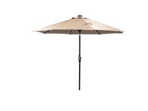 Donglin 935 Beige Octagon Market and Lighted Patio Umbrella with Solar Lights