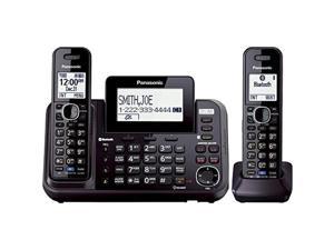 Panasonic 2Line Cordless Phone System with 2 Handsets  Answering Machine Link2Cell 3Way Conference Call Block Long Range DECT 60 Bluetooth  KXTG9542B Black