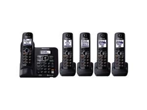 Panasonic KXTG6645B DECT 60 Cordless Phone with Answering System Black 5 Handsets
