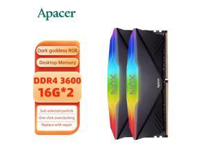 Apacer Dark Goddess ram DDR4 ram 3600 8G 16G desktop computer memory bar RGB light bar Dark Goddess 3600 RGB light bar 32GB (2 x 16GB) DDR4 3600 (PC4 28800) Black
