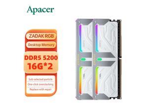 Apacer ZADAK DDR5 RGB Memory RAM 32GB(16GBx2) 5200MHz DIMM Original Desktop Gaming Support XMP2.0 XMP3.0 White