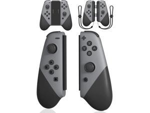 Upgraded Joycon for SwitchLiteOLED Replacement for Nintendo Joy Con Support WakeupVibration Function and 6Axis Gyroscope Switch Joycon with Grip and Wrist StrapsBig Gray