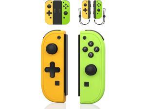 Upgraded Joycon for SwitchLiteOLED Replacement for Nintendo Joy Con Support WakeupVibration Function and 6Axis Gyroscope Switch Joycon with Grip and Wrist Straps Yellow and Green