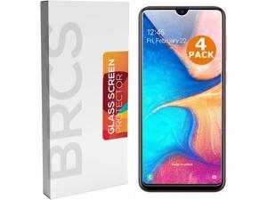 Samsung A20 Screen Protector Tempered Glass 4 Pack by BRCS  9H Hardness Impact and Scratch Resistant Shatterproof Anti Fingerprint HD Clarity