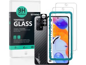 Ibywind Screen Protector for Xiaomi Redmi Note 11 Pro 5G4G 667 Pack of 2 with Metal Camera Lens ProtectorBack Carbon Fiber Skin ProtectorIncluding Easy Install Kit