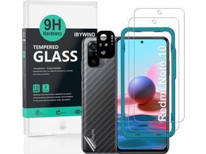 Ibywind Screen Protector for Redmi Note 10Redmi Note 10S643 Pack of 2 with Metal Camera Lens ProtectorBack Carbon Fiber Skin ProtectorIncluding Easy Install Kit