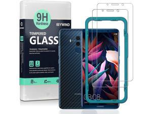 Ibywind Screen Protector for Huawei Mate 10 Pro Pack of 2 9H Tempered Glass Protector with Back Carbon Fiber Skin ProtectorIncluding Easy Install Kit
