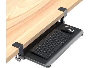 BONTEC Small Keyboard Tray Under Desk Pull Out Keyboard  Mouse Tray with C Clamp 20 246Including Clamps x 118inch Steady SlideOut Computer Drawer for Typing Perfect for Home or Office Black