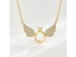 Angels Wing WhiteGold Pendant Necklace for Women S925 Sterling Silver Inlaid Cubic Zirconia Necklace  Wedding Engagement Valentines Day Christmas Gift