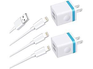 iPhone Charger Apple MFi Certified ARCCRA 3Pack 3FT 6FT 10FT Lightning Cable Data Sync Charging Cords with 2 X Dual Port USB Wall Charger Block Plug for iPhone 13 12 11 Pro Max XS XR X 8 7 6 Plus