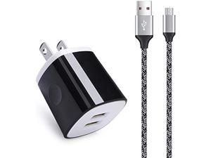 Charger Block Cube with Micro USB Cable Fast Charging Cord Compatible for Samsung Galaxy S7S6EdgeActive S5 S4 Note 54J7 J3 J2 A7 A10S A10 A6Moto E6 E5 G5 G4 Z2 G6 PlayLG K50 K40 K30 K20 V10 Q60