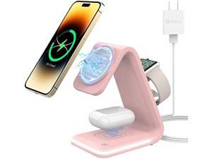 15W Fast Charging Wireless Charger HATALKIN 3 in 1 Charging Station for Multiple Devices Apple Products MagSafe Charger Stand for iPhone 15 14 13 12 Pro Max Mini Apple Watch 8 Ultra SE 7 6 5 AirPods