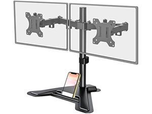 WORLDLIFT Built-in Mechanical Spring Dual Monitor Vertical Stacked Desk  Mount Stand Fits 2 Screens up to 32 inches VESA Compatible 75 100  Adjustable Arm Extra Tall Stand-up Pole 