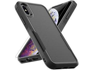 for iPhone X  iPhone XS Case Dual Layer Protective Heavy Duty Cell Phone Case Shockproof Rugged Bumper Tough with Screen Protector  Military Grade Drop Tested for Appple iPhone X  iPhone XS Black