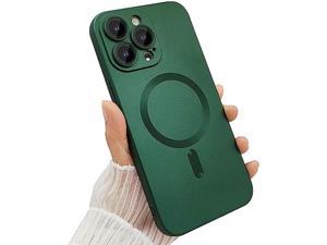 ankofave Magnetic case for iPhone 13 Pro Max Phone Case for Women Matte Luxury Soft Metallic Luster Design with Camera Lens Protector Compatible with Magsafe Case for iPhone 13 Pro Max 67Green