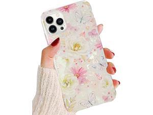 Jwest iPhone 13 Pro Max Case 67 inchLuxury Sparkle Glitter Soft Clear Colorful Opal Pearly Thinfoil Design Shiny Floral Print Silicone Cover for Women Girls Slim TPU Protective Phone Case