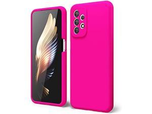 oakxco for Samsung Galaxy A23 5G Phone Case Liquid Silicone Fluorescent Bright Solid Color Cute Thin Slim Soft Rubber TPU Plain Smooth Gel Matte Protective Cover for Women Girl Fuchsia Hot Pink