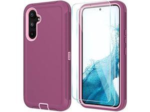Qinmay for Galaxy A54 5G CaseSamsung Galaxy A54 5G Case with HD Screen Protector 2 PackSamsung A54 5G Case Durable Shockproof 3Layer Heavy Duty Cover for Samsung A54 5G WineRed Pink