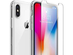 FlexGear Case for iPhone X XS with 2X Tempered Glass Screen Protectors Full Protection  Crystal Clear