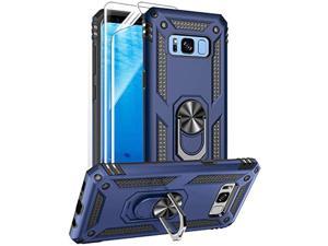 Samsung Galaxy S8 Case with HD Screen Protectors NOT fit S8 Plus Androgate MilitaryGrade Metal Ring Holder Kickstand 15ft Drop Tested Shockproof Cover Case for Samsung Galaxy S8 2017 Blue