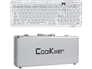 YUNZII Coolkiller CK98 Wireless Hot Swappable Mechanical Keyboard with OLED 1800 Layout Transparent Acrylic Gasket Mounted Keyboard for for WindowsMac Ice Blade Switch White and Metal Box