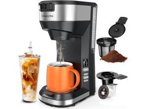 Famiworths Hot and Iced Coffee Maker for K Cups and Ground Coffee 45 Cups Coffee Maker and Singleserve Brewers with 30Oz Removable Water Reservoir 6 to 24Oz Cup Size Black
