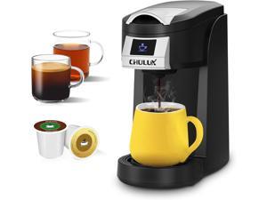 CHULUX Single Serve Coffee Maker One Cup Coffee Brewer for K Cup  Ground Coffee 5 to 12oz Brew Sizes in Mins Auto Off Function Portable Coffee Machine for Home Office Travel Kitchen