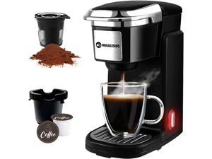 Megalesius Single Serve Coffee Maker 2 In 1 Mini Coffee Maker For Single Cup Pods  Ground Coffee 10 Oz Brew Sizes One Cup Coffee Maker With OneButton Control Rapid Brew