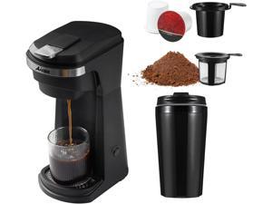 Aiosa Single Serve K Cup Coffee Maker And Ground Coffee Machine 2 in 1 8 to 14 Oz Brew Sizes Mini Personal One Cup Coffee Maker Fits 7inTravel MugAuto Shut Off800WReusable Filter