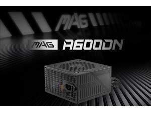 MSI MAG A600DN 600 W Power Supply, 600W ATX 80 PLUS White Certified Non-Modular Active PFC Power Supply