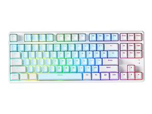 AJazz AK873 Bluetooth mechanical keyboard, 87-keys,RGB-LED backlight,  Wired, wireless and Bluetooth, three connection modes, for game work and daily use biluo switch White Blue